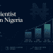 A data journalism-style featured graphic for NaijaAI showing an abstract bar chart salary progression in dark navy and emerald, titled "Data Scientist Salary in Nigeria 2026."